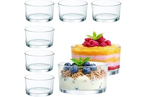 BPFY 8pcs Small Glass Dessert Bowls, 6 oz Clear Dessert Cups, Dishwasher Safe Ice Cream Bowls for Sundae, Salad, Fruit, Parfa
