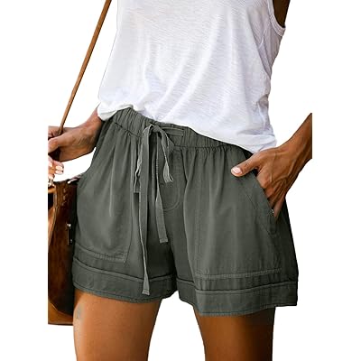 Elapsy Womens Casual Drawstring Elastic Waist Summer Shorts with Pockets S-2XL