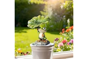Frog Holding a Lotus Leaf Acrylic Potted Plant Stake, Decorative Ornament for Indoor/Outdoor Flower Pots, Ideal Gift for Yard