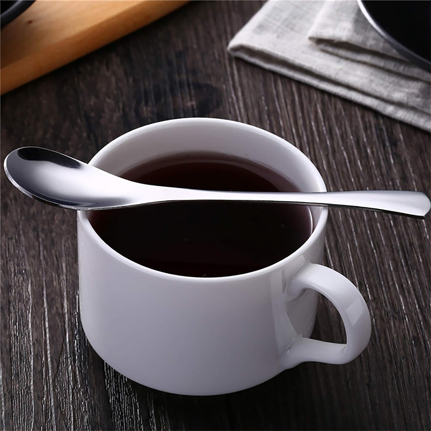 VANRA Teaspoon Set 4 PCS 4.9in Stainless Steel Coffee Spoon Small Spoons Dessert Spoon Set Silver Flatware Set - Image 4