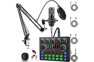 ALSO GO Podcast Equipment Bundle, Podcast Microphone Bundle with BM-800 Microphone & V8s Sound Card, Recording Studio Equipment for Singing, Gaming, Live Streaming and YouTube Tiktok