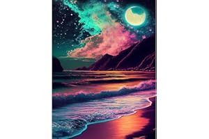 xackcme Mountain Diamond Painting Kits for Adults-Abstract Diamond Art Kits for Adults,Moon Abstract Scenery Paint Gem Art Kits Perfect for Home Wall Decor(16x12inch)