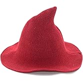 Bestjybt Women Halloween Witch Hat Wool Knitted Cap for Party Masquerade Cosplay Costume Accessory Daily