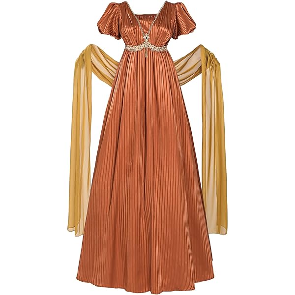 Amazon.com: VEECOOCOS Kate Sharma Dress Vintage Regency Dress Tea Party  Dress for Women with Satin Sash Ruffle Empire Waist Dress Gown Orange-XS :  Clothing, Shoes & Jewelry