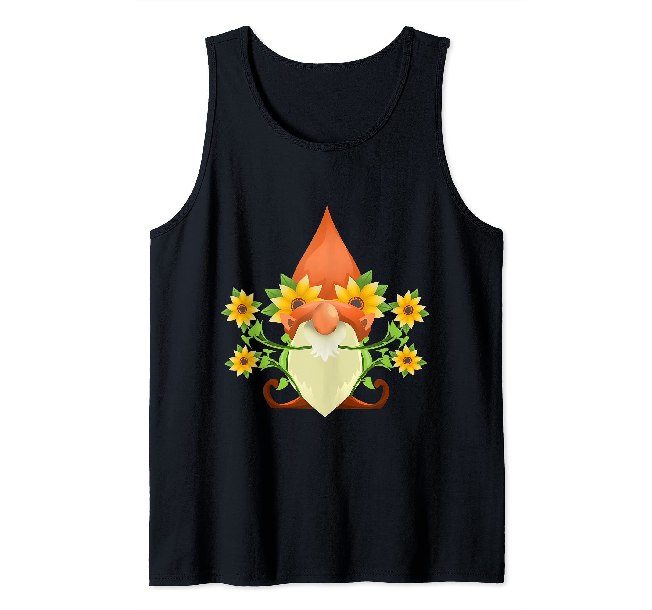Sunflower Gnome Growing Stem Garden Farmhouse Hippie Style Tank Top