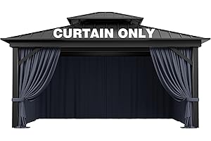 Pakunoda Gazebo Curtain Replacement Universal 4-Panel Sidewalls 12' X 14', Outdoor Privacy Curtains with Double Zipper, Replacement for Patio, Outdoor Canopy, Garden, and Backyard (Curtain Only)