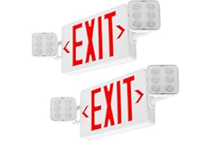 LED FLYING DIRECT LED Combo Exit Sign Emergency Light, Double Sided with Two LED Flood Lights, Exit Signs for Business with Battery Backup, Fire Resistant, Commercial Grade 100-277V