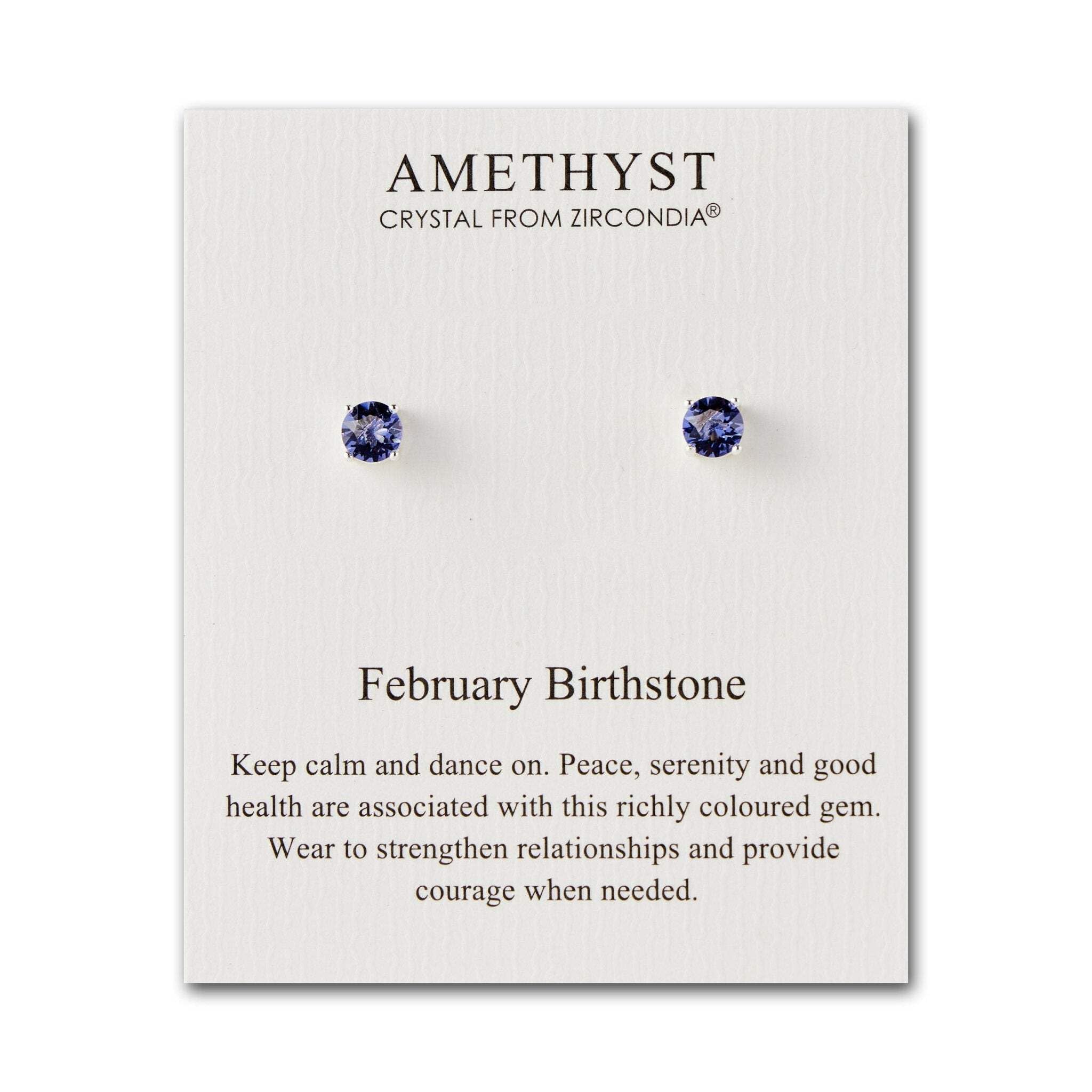 Philip Jones February (Amethyst) Birthstone Earrings Created with Zircondia® Crystals