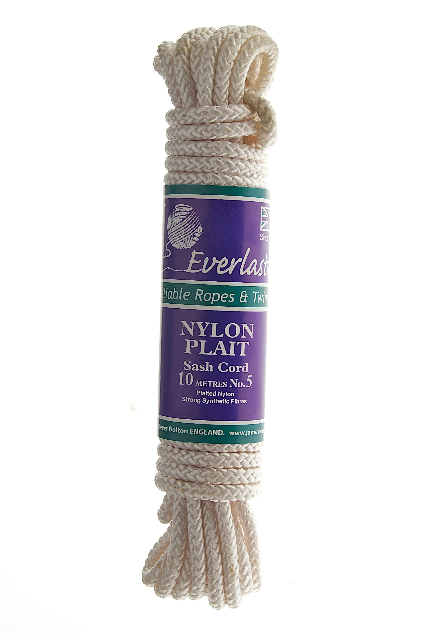 Everlasto Plaited Nylon Sash Cord Pulley Line Rope with Strong Nylon Core No.4 (6.5mm) x 50m