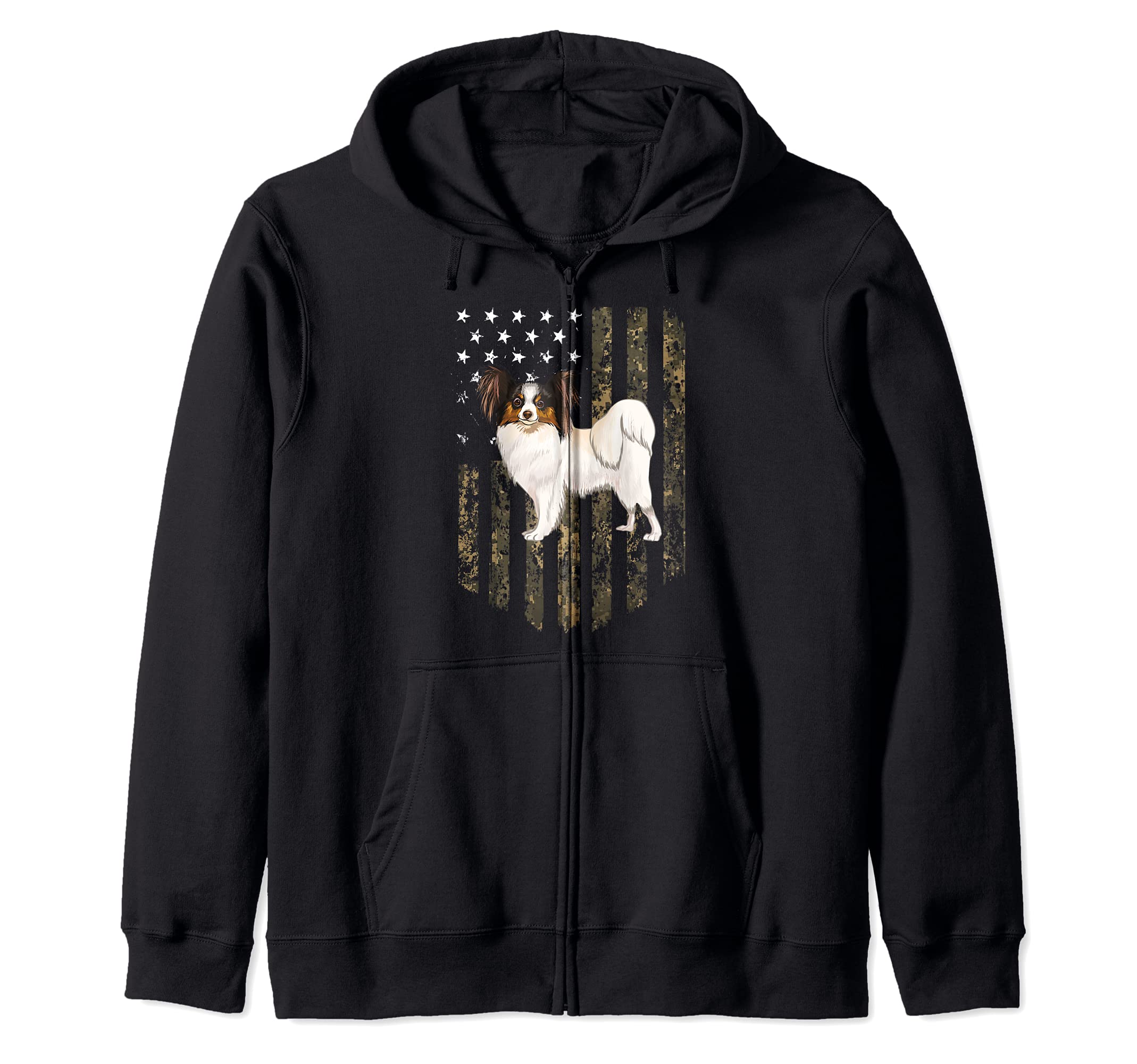 Camo American Flag Soft Coated Wheaten Terrier 4th Of July Zip Hoodie
