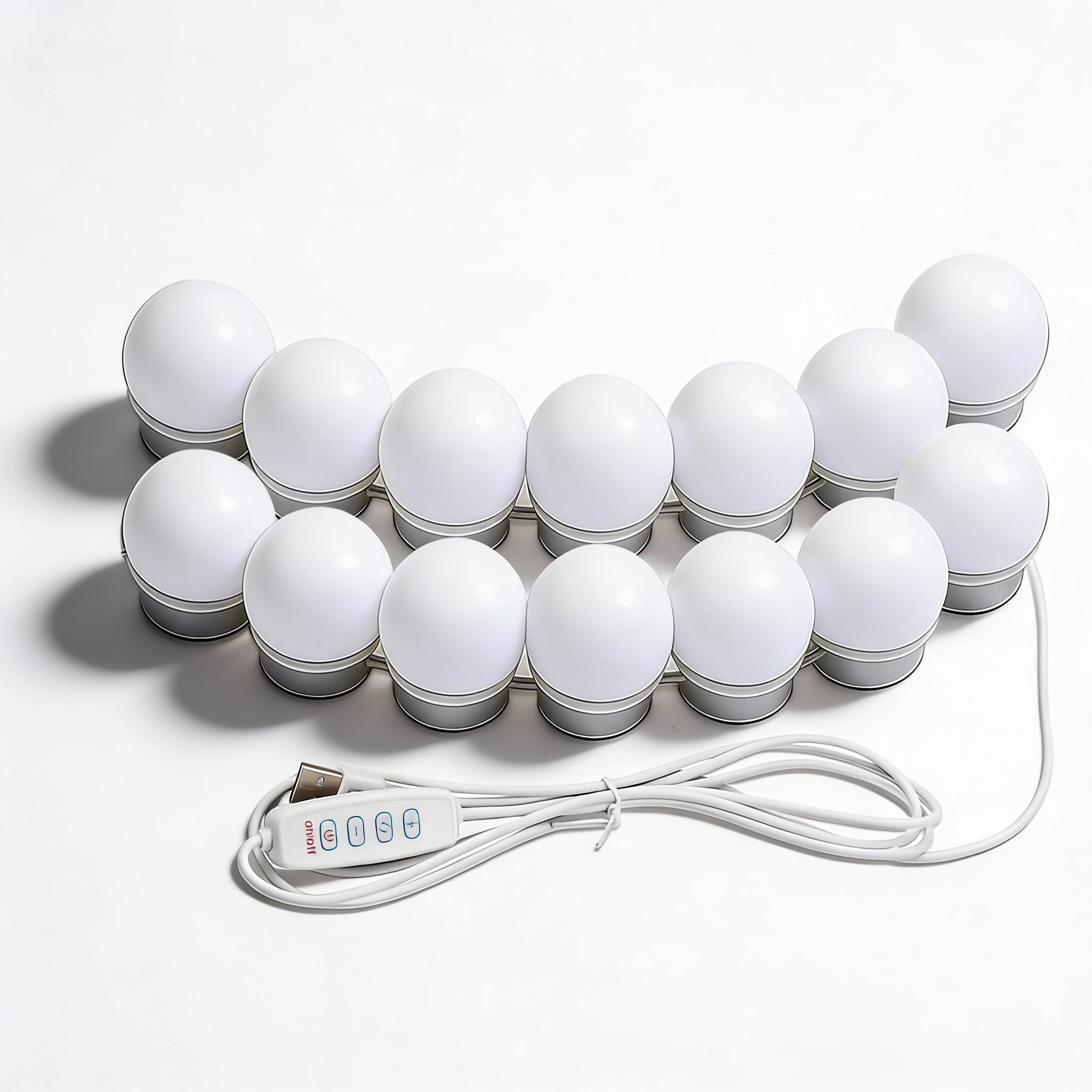 14 Bulbs LED Hollywood Mirror Lights – USB Vanity Light Kit with 3 Colour Modes, Dimmable Stick-On Makeup Mirror Lighting for Dressing Table, Bathroom, Bedroom or Beauty Routine