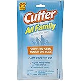 Cutter 95838, Resealable Pouch, 1-Pack, Family Mosquito Wipes, 15-Count
