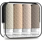 Silevoler Travel Bottles for Toiletries, TSA Approved Silicone Travel Size Containers for Toiletries, BPA Free Leak Proof Refillable Essentials Accessories, Shampoo and Conditioner Bottles (Cream)