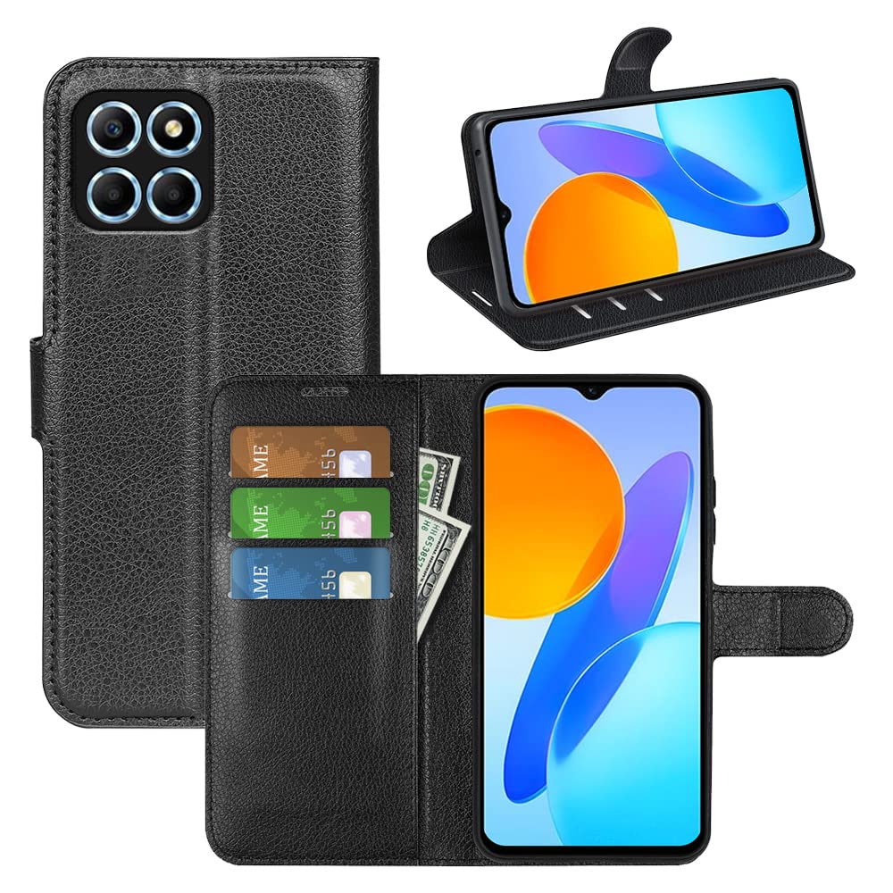 JIUNINE Case for Honor X6 / Honor X8 5G / Honor 70 Lite, Leather Wallet Case Flip Cover with [Card Slot] [Magnetic Closure] [TPU Inner Shell] for Honor X6 / Honor X8 5G / Honor 70 Lite, Black