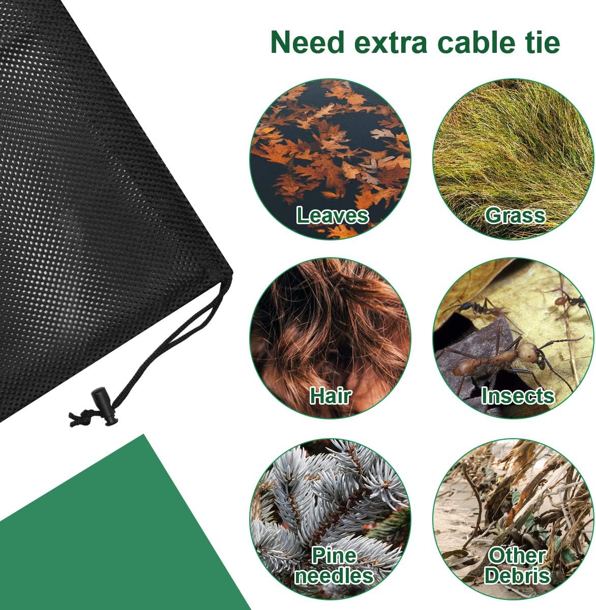 Large Pump Barrier Bag, 17.3"x 17.3" Pond Pump Filter Bag, Black Media Bag Large Pump Mesh Bag for Pond Biological Filters(Black) - By Coolrunner: Home Improvement