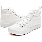 yageyan Womens High Top Canvas Sneakers Fashion Classic Shoes Comfortable White and Black Walking Shoes