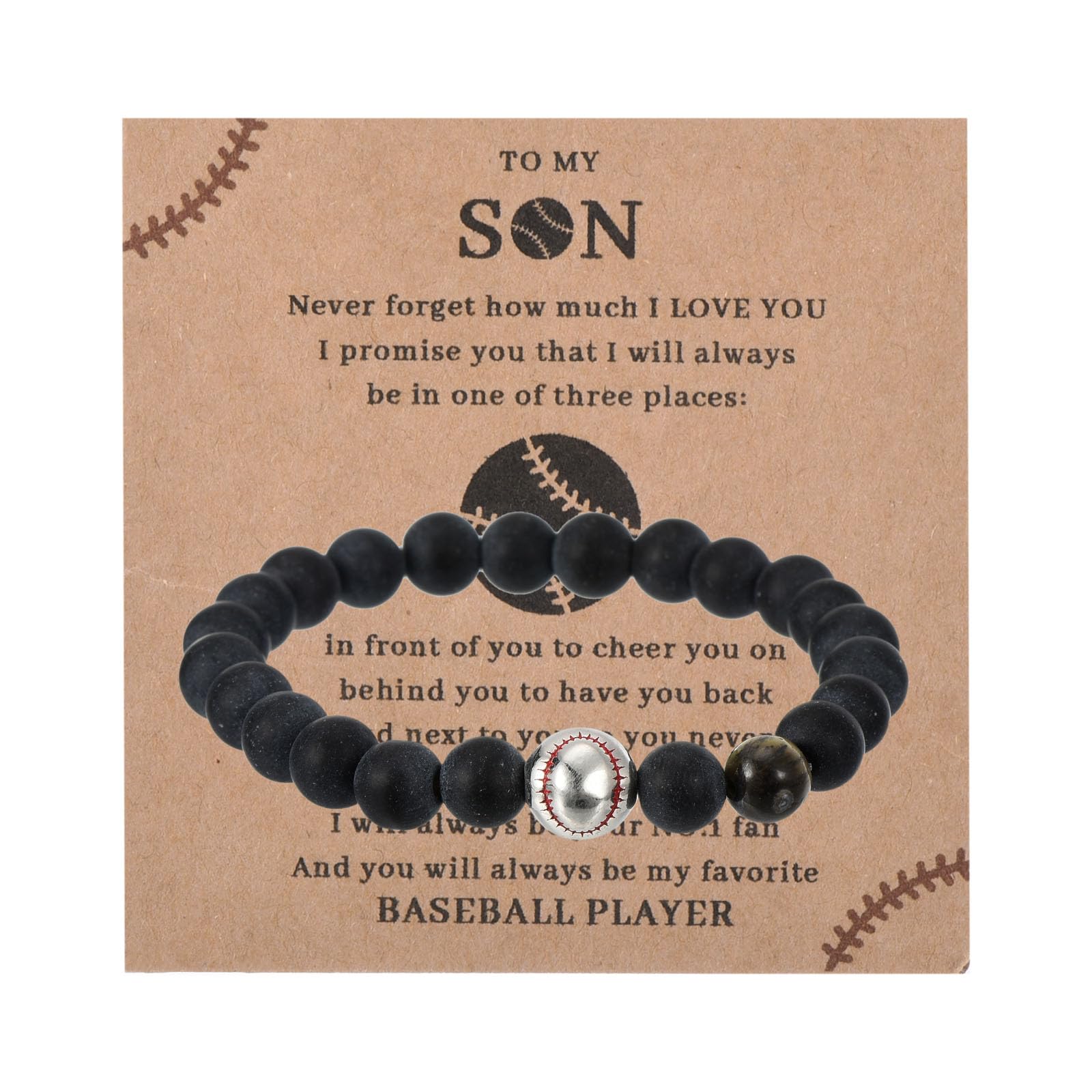 PATIKIL Baseball Bracelets, Beaded Baseball Gifts Adjustable Wristbands with Baseball Beads for Son, Black