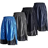 LeeHanTon 4 Pack Mens Athletic Gym Shorts Quick Dry Workout Lightweight Basketball Shorts with Deep Pockets Elastic Waistband