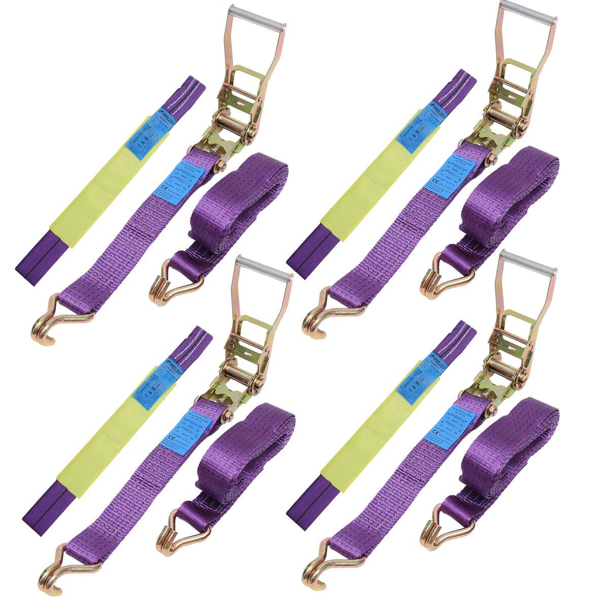 KATSU Tools 451870 Car Recovery Ratchet Tie Down Straps - 4 Pieces