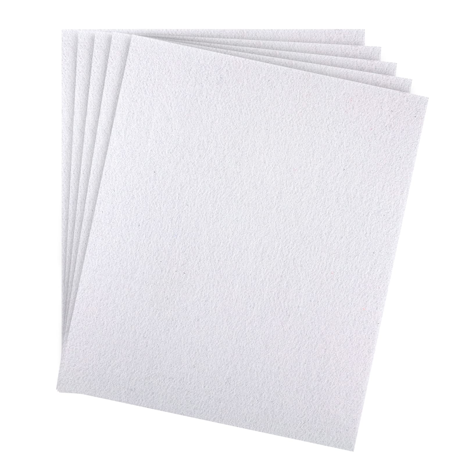 SAVITA 5pcs 25.4x22.8cm/10x9inch 3mm Thick Felt Sheets, Stiff Felt Fabric Sheets for Crafts Hard Felt Squares for Patchwork, Sewing, DIY Craft (White)