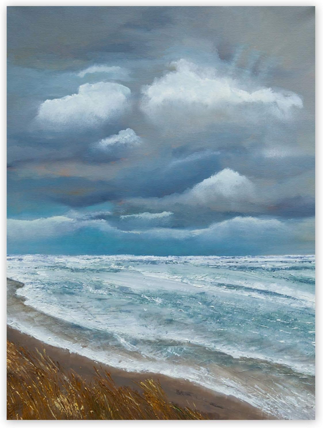 Amazon Com Painting Seascape Beach Stormy Sky Clouds Waves Rolling Poster Print Posters Prints