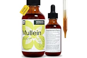 HERBANA MANUFACTURING Mullein Drops Extra Strenght 45-Day Supply - Lung Detox & Lung Cleanse Supplement - Respiratory Health and Immune Support Liquid Extract - Mullein Leaf Tincture - 2 oz