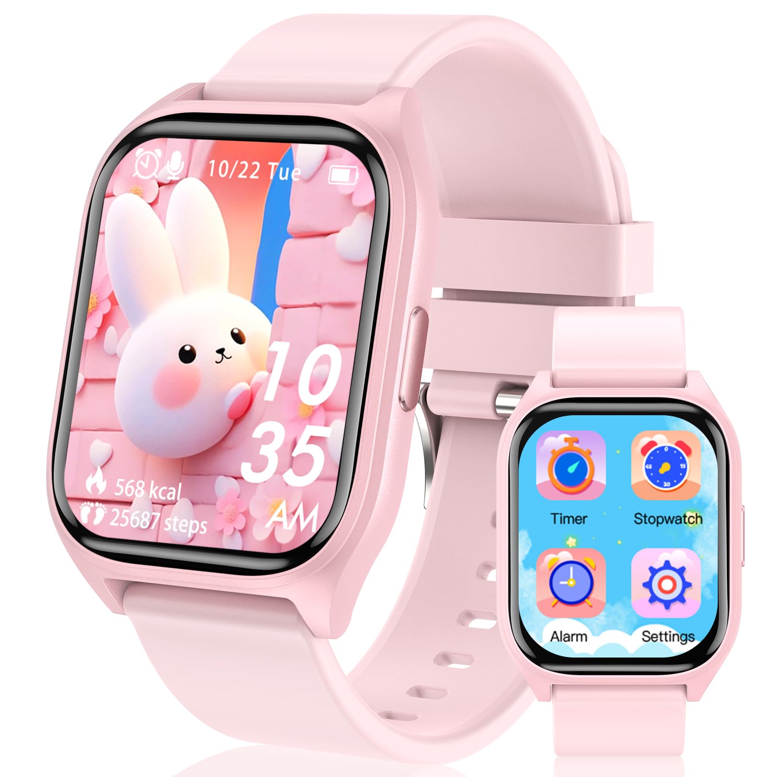 Clleylise Smart Watch for Kids - Fitness Activity Tracker, Pedometer, Heart Rate Sleep Monitor, 18 Sport Modes, Calories Counter, Alarm Clock - Gifts for Boys Girls Teens 4+ (Pink)