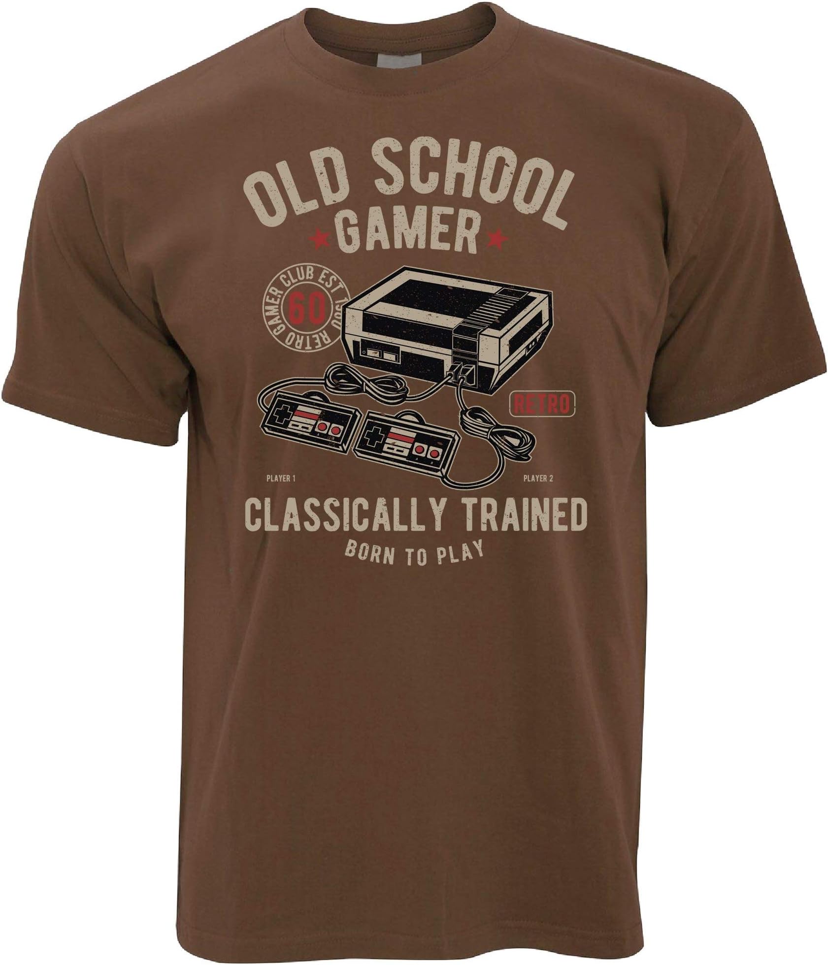 Tim And Ted Gaming Mens T-Shirt Old School Gamer Retro Arcade Videogame Player 1 Console Controller FPS RPG Distressed Level Cool Funny Gift Present