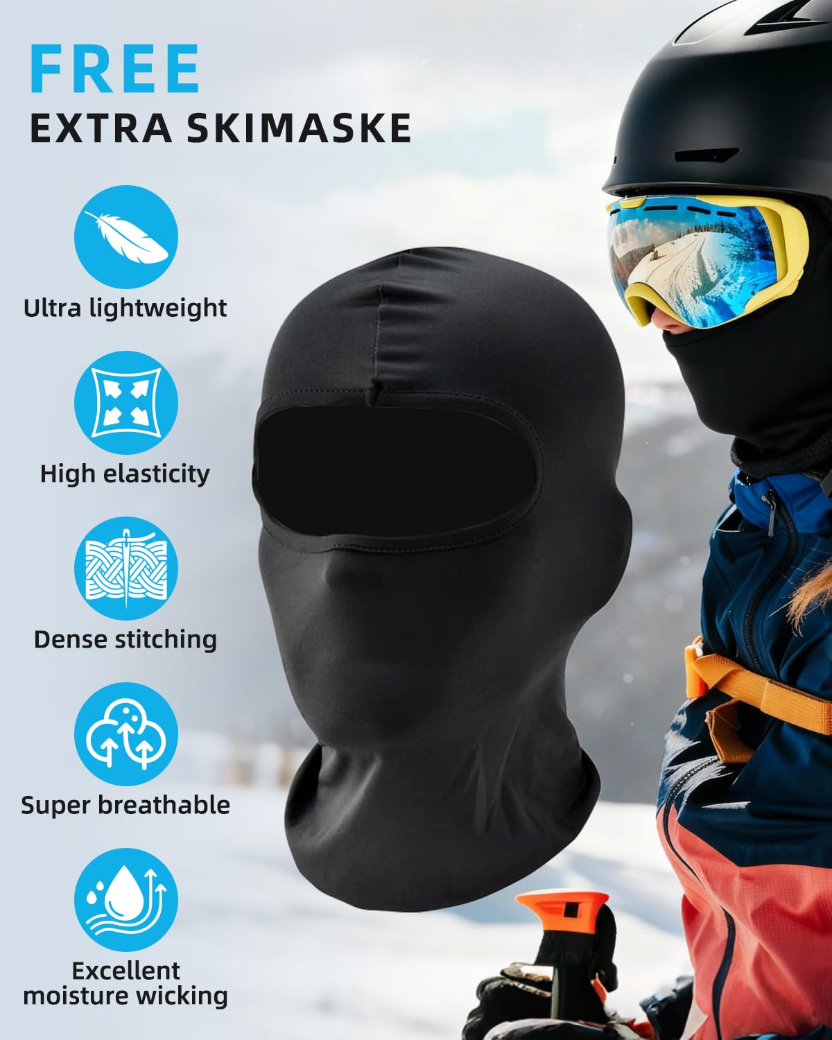 JetBlaze Skihelm Herren Damen Unisex Ski Helm Schneesporthelm mit Belüftungsöffnungen ABS Schale EPS Kern für Skifahren Snowboard Schneehelm für Erwachsene Jugend Schwarz Size M 3