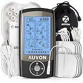 AUVON Rechargeable TENS Unit Muscle Stimulator, 24 Modes 4th Gen TENS Machine with 8pcs 2"x2" Premium Electrode Pads for Pain