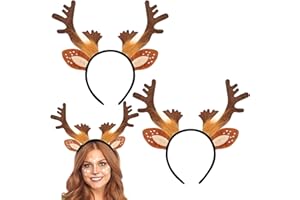Hifot 2 Pack Reindeer Headbands for Adults Kids,Christmas Headwear Reindeer Ears Headband Christmas Head Boppers for Xmas