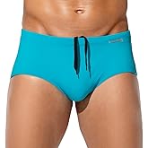 Casey Kevin Men's Classic Solid Swim Briefs Sexy Bikini Underwear Tan Through Full Coverage Swimwear