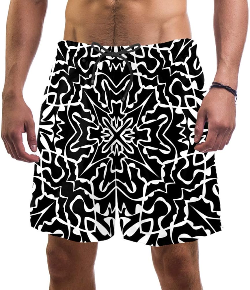 Black Men's Short Swim Trunks Quick Dry Beach Bathing Suit Shorts