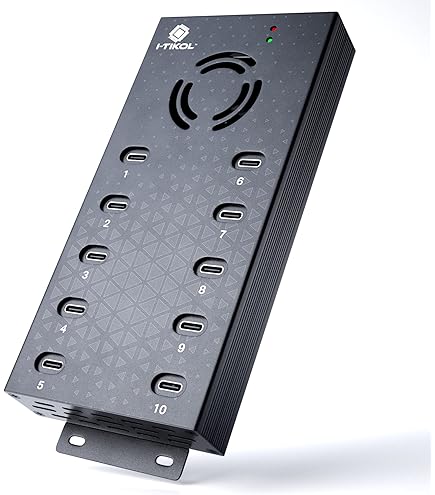 Sipolar 10-Port Powered USB Hub 3.0 With 12V Adapter - Fast Data Transfer Hub For PC Laptop