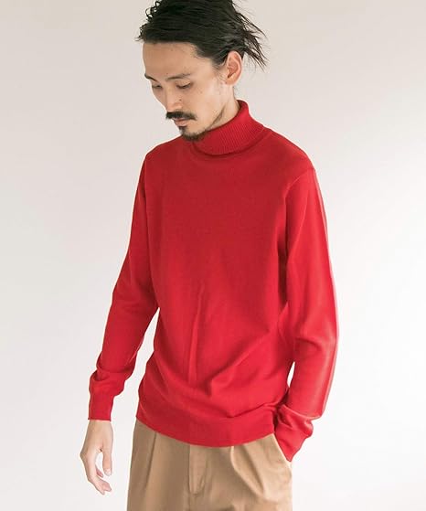 Amazon アーバンリサーチ セーター イタリアンウール タートルネック メンズ Red L セーター 通販