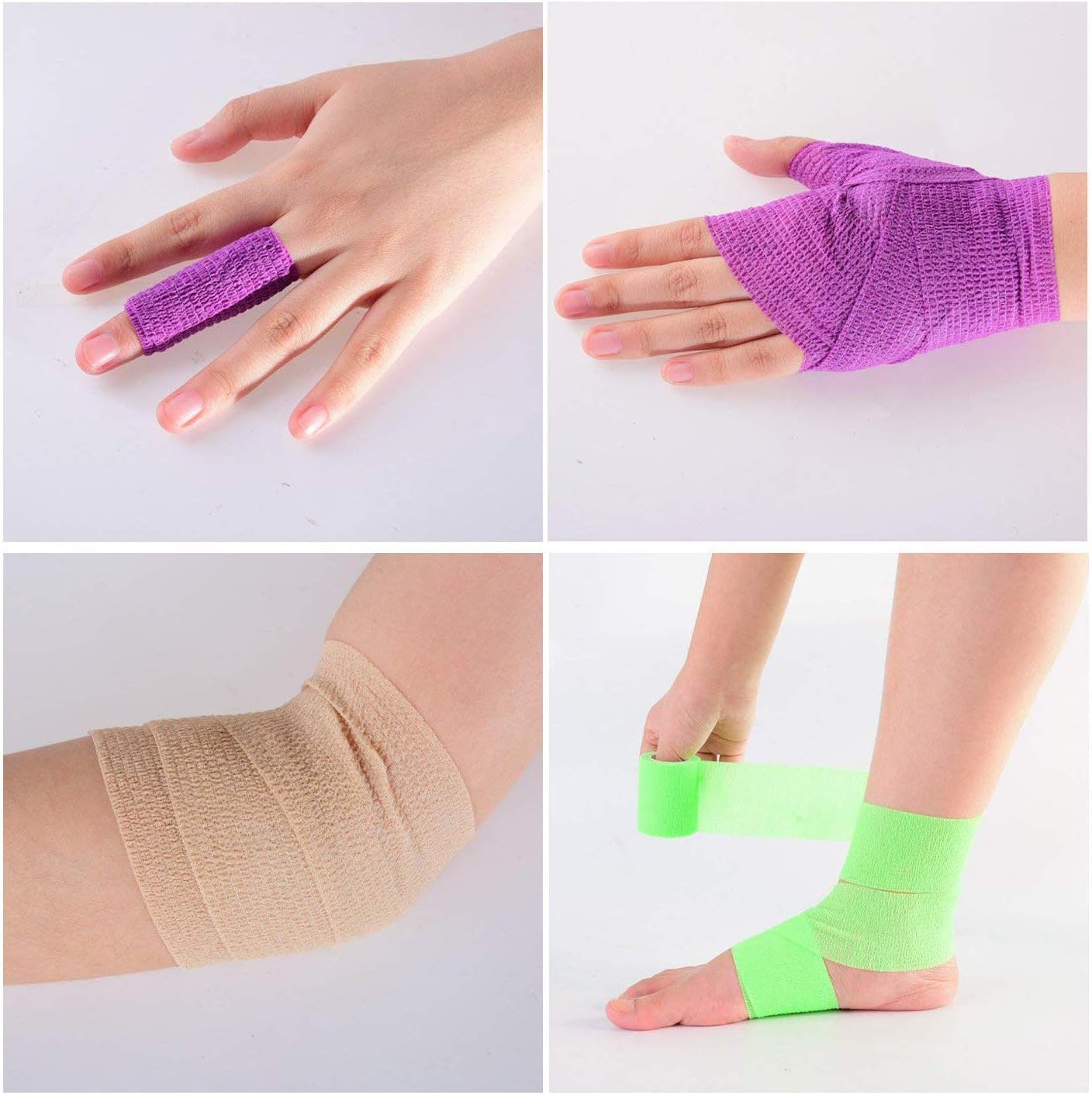 KISEER 15 Pack 2” x 5 Yards Self Adhesive Bandage Assorted Color Breathable Cohesive Bandage Wrap Rolls Elastic Self-Adherent Tape for Stretch Athletic, Sports, Wrist, Ankle: Health & Personal Care