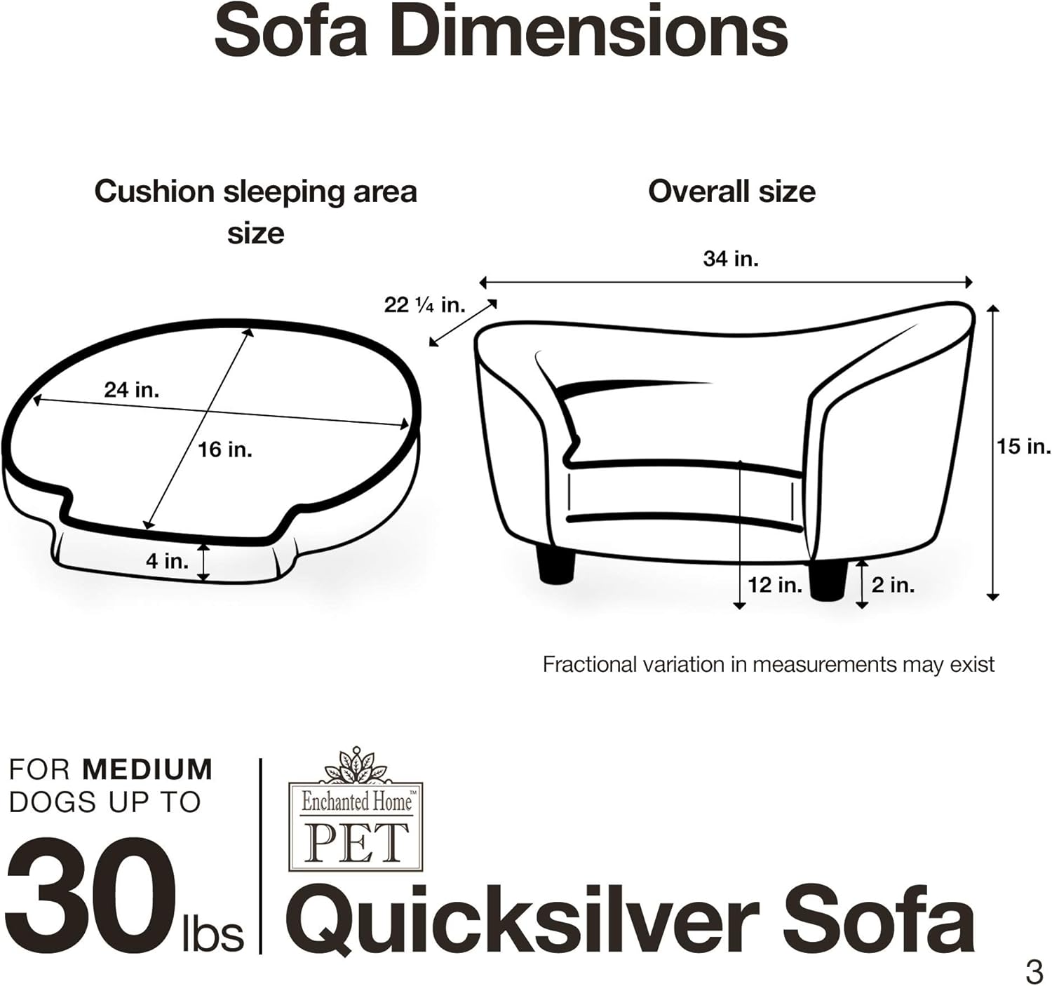 Enchanted Home Pet Quicksilver Pet Sofa Bed, 34 by 3 by 15.5-Inch, Silver : Pet Furniture : Pet Supplies
