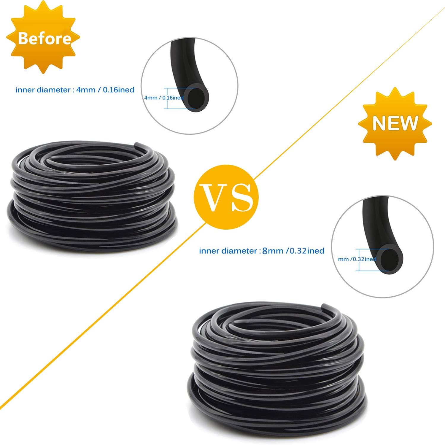 Flantor Garden Irrigation System, 50ft 3/8" & 50ft 1/4" Irrigation System Blank Distribution Tubing Watering Drip Kit/Irrigation Kits Automatic Mist Irrigation Equipment Set for Garden, Flower Bed, Lawn : Garden & Outdoor