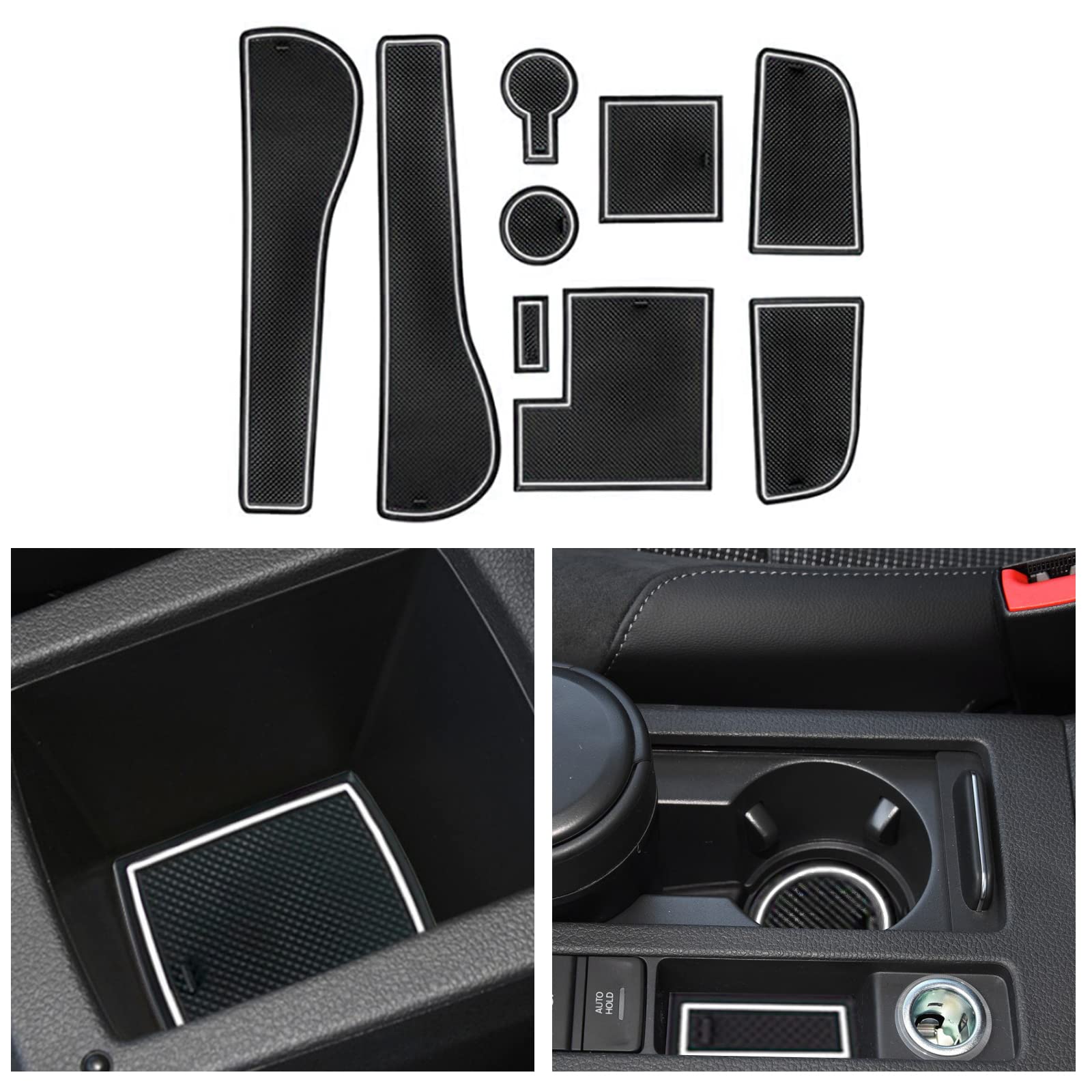 CDEFG Non-Slip Gate Slot Pad Cup Mats Auto Interior Door Slot Pads Mat for V W Golf 7 R GTD GTI GTE Automobile Center Console Liner Parts Car Styling Cushion Accessories (White)