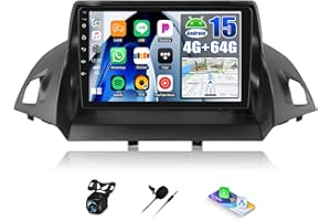 4G+64G Android 15 Car Stereo for Ford Escape Kuga 2013-2019 with Wireless CarPlay Android Auto,9 inch Touchscreen Car Radio P