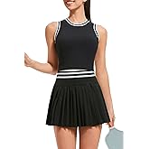 Two Piece Tennis Skirt Set for Women High Waisted Pleated Athletic Golf Skirt Sets Women 2 Piece Outfits with Pockets