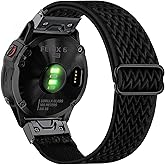 Abanen Elastic Nylon Watch Bands for Garmin Fenix 8 47mm/epix Pro 47mm/ Fenix 7/6/5, 22mm Quick Easy Fit Soft Stretchy Wrist Strap for Approach S62/S60, Quatix 6/5