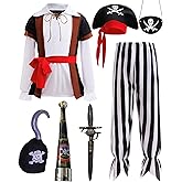 BanKids Pirate Costume for Kids Pirate Role Play Dress Up Boys Halloween Costume Cosplay Birthday Party