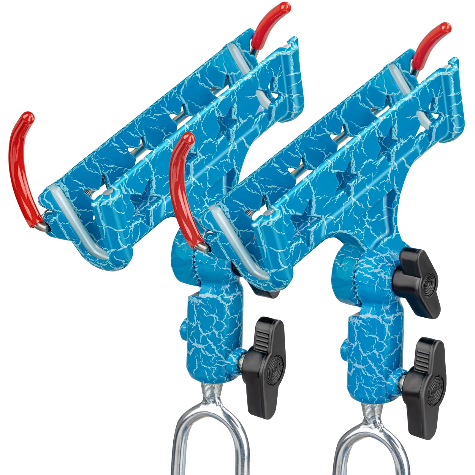 QualyQualy 2 x Rod Holder Fishing Rod Holder Automatic Lock Stable 360° Adjustable Stainless Steel Fishing Stand for Carp Fishing, Bank Sticks Fishing