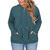 ROSRISS Womens-Plus-Size-Hoodies-Sweatshirts Casual Long Sleeve Pullover Sweaters Dressy Knit Tops with Pockets XL-5XL