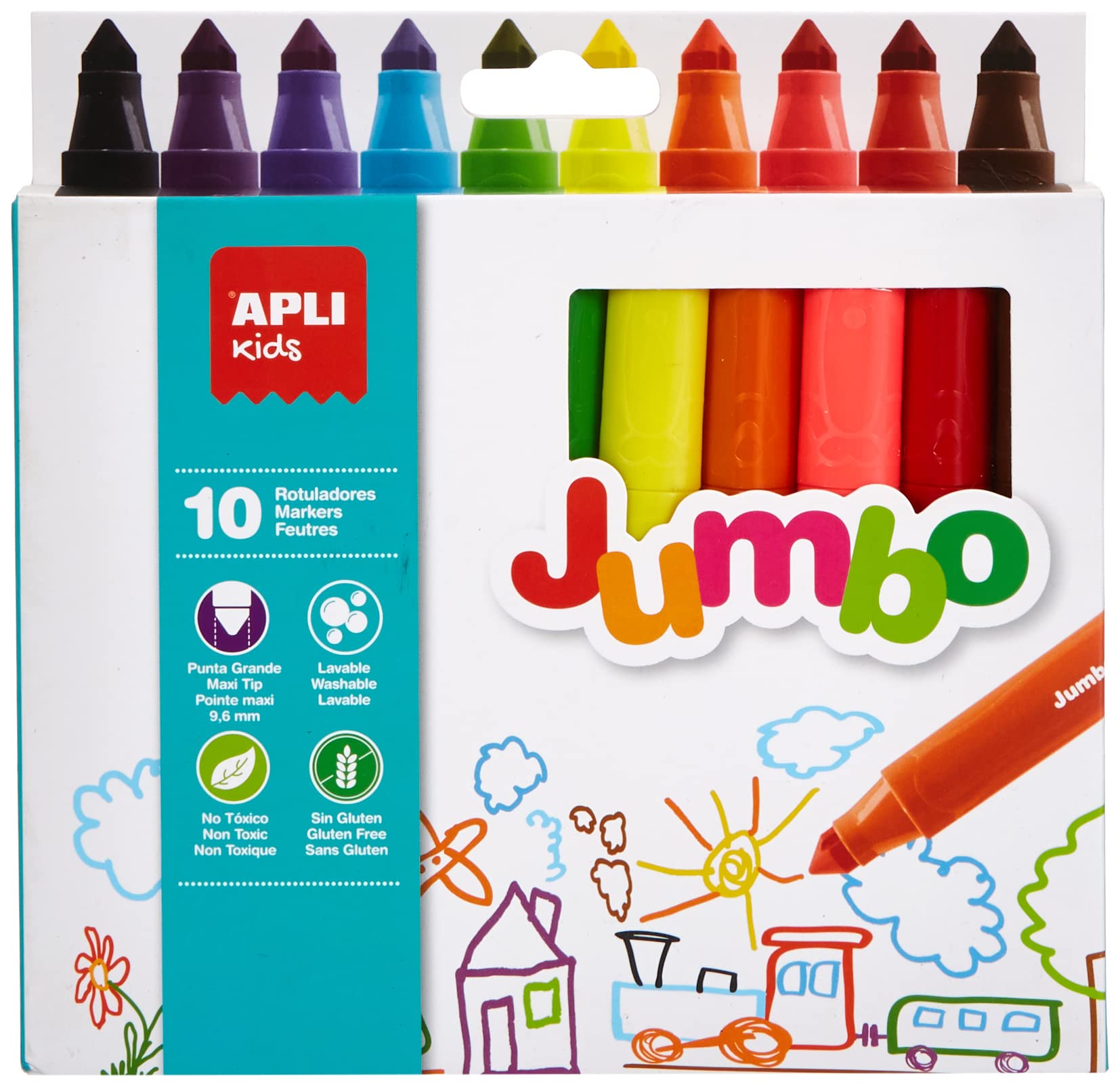 Apli Kids Jumbo Colour Markers Assorted Pack of 10