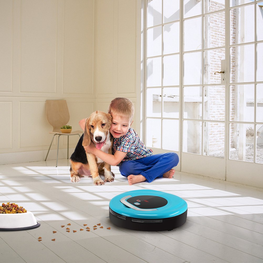 Robotic Cleaner Intelligent Automatic Floor Cleaning Robot Household Sweeping Vacuum Cleaner with Handle Robotic Sweeper for Pets Hair, Blue