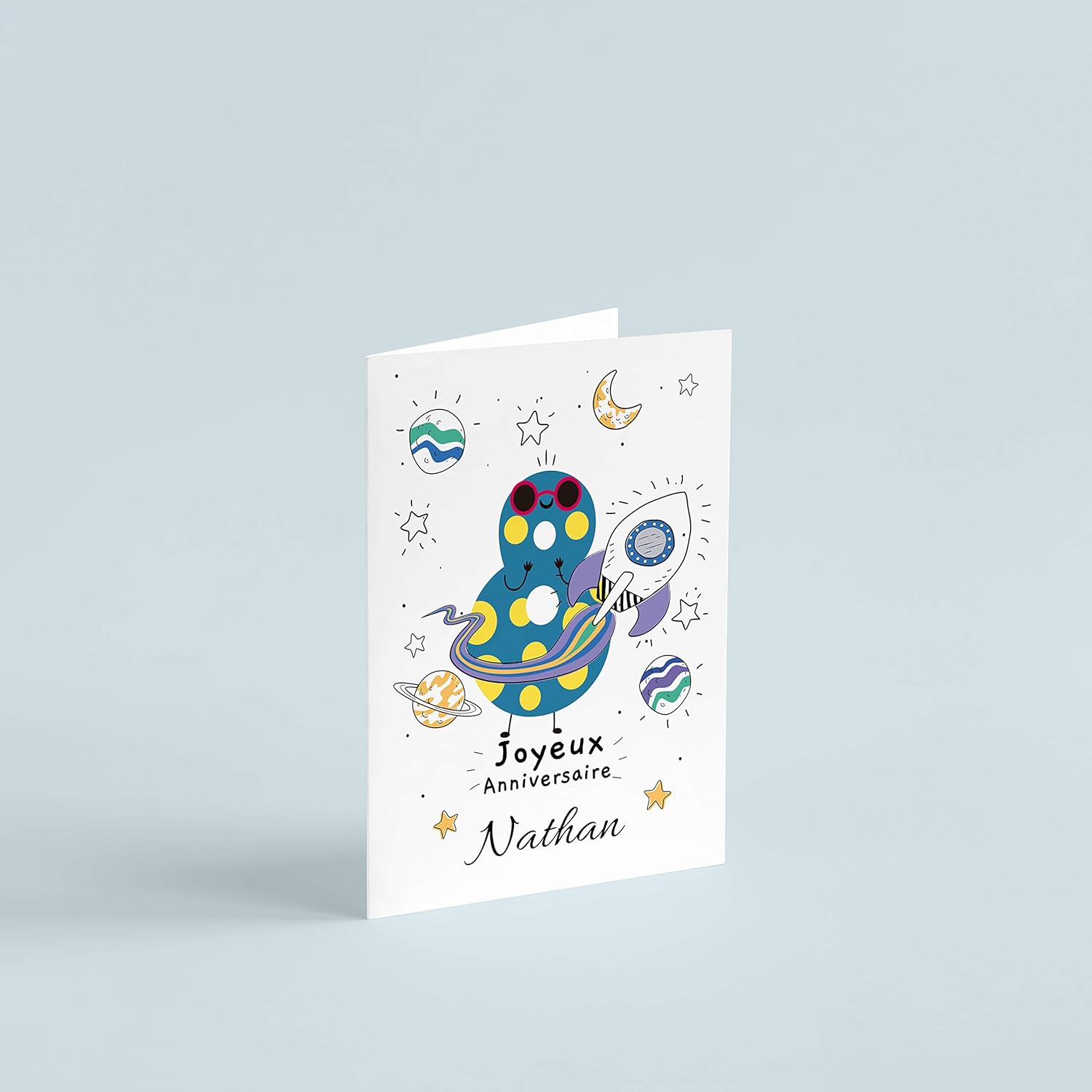 Carte Joyeux Anniversaire Garcon Fille 1 An 6 Ans 3 Ans 2 Ans 7 Ans Tout Age A Personnaliser Prenom Et Age Sur Papier Finition Glace Avec Enveloppe Motif Fusee 5 Ans