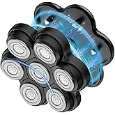 Magnetic Head Shaver Replacement Heads 7 Double Ring Waterproof Rotary Razor Blades for Bald Men Compatible with Freebird wyklaus shpavver(Black)