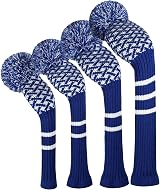Scott Edward Knit Golf Head Covers Set of 4 Driver Fairway Hybrids Blue White